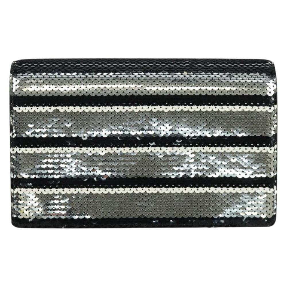Prada Chain Sequin Shoulder Bag Leather Black